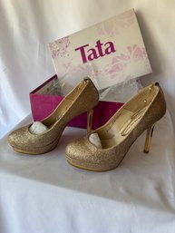 Tata 4 Gold Heels With Ankle Bracelet