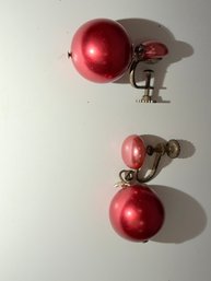 Vintage Red Swirl Bakelite Ball Screw Back Earrings