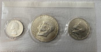1776-1976 US Mint Bicentennial 40% Silver Uncirculated 3 Coin Set Complete No Envelope #1