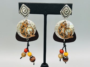 Chico's Vintage Dangle Hammered Southwestern Themed Earrings - CH8