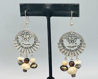 Chico's Vintage Sun Face Beaded Dangle Pierced Earrings - CH9