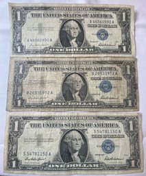 3 - 1957 One Dollar Silver Certificates