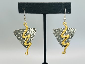 Marjorie Baer Signed Mixed Metal Earrings