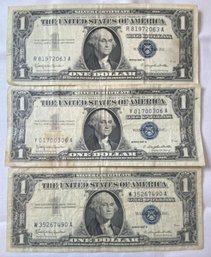 3 - 1957-B One Dollar Silver Certificates