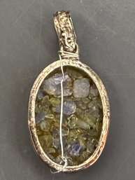 Handmade Crystal Or Gemstone Chip Pendant In A Metal Bezel Setting