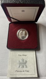 2002 Canada 5 Cent Vimy Ridge Sterling Silver Proof Coin , RCM Packaging