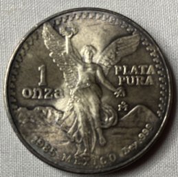 1985 Mexico Onza Plata Silver .999  Mo 1 Oz Libertad