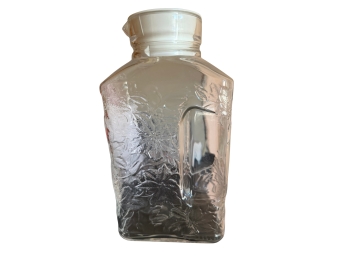 Princess House Fantasia Juice Pitcher Featuring A Pointsettia Design