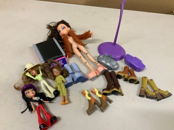 Lot Of Played With Various Brats Dolls And Shoes