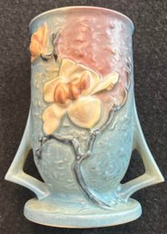 Roseville Magnolia Blue Vase With Handles