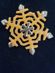 Hallmark Gold Glitter Snowflake Brooch Pin