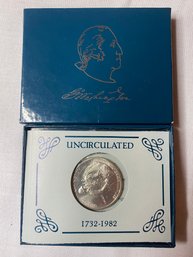 1732 - 1982 Washington Uncirculated Commemorative Half Dollar 90% Silver With Box And COA