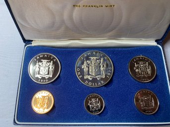 1970 JAMAICA - OFFICIAL PROOF SET - FRANKLIN MINT - BLUE BOX