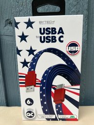 Bytech Navy Blue Patriotic 6 Ft. Shimmer USB Type 'C' To USB Type 'C' Cable