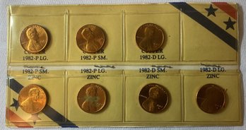 1982 LINCOLN MEMORIAL CENT P D UNCIRCULATED COPPER ZINC 7 COIN SET # 1