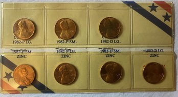 1982 LINCOLN MEMORIAL CENT P D UNCIRCULATED COPPER ZINC 7 COIN SET #2