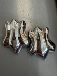 Large Vintage Silver-tone Pierced Earrings