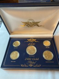 2000 Presidential 5 Piece 24kt Gold Plates Coin Set