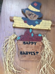 Happy Harvest Farmhouse Wall Hanging Wood Made Mixed Media Art