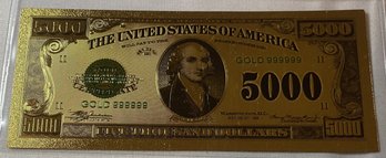 Gold 1928 $5000 Five Thousand Dollars Banknote Collectible