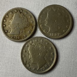 1902 V Nickel 1905 V Nickel 1912 V Nickel