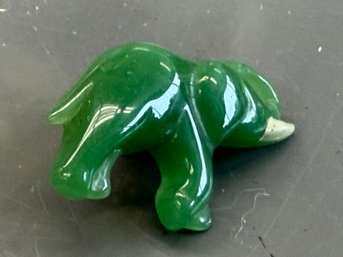 Hand Carved Naphrite Jade Elephant Pin
