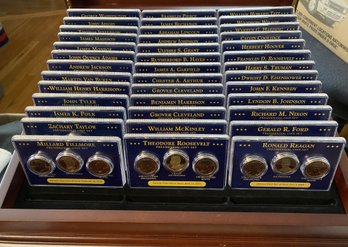 The Complete US Presidential Coin Collection 2007 - 2020, 39 P, D & S Proof Dollars In Wooden Display Case
