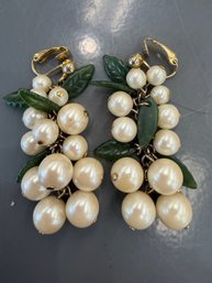 Vintage Avon Faux Pearl Grape Cluster Earrings