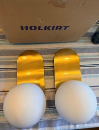 Holkurt Brass Globe Sconces Lot Of 2 In Opened Boxes.