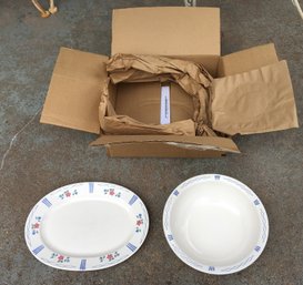 Vintage Pfaltzgraff Bonnie Brae Oval Stoneware Serving Platter & Serving Bowl