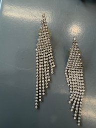 Vintage Rhinestone Tassel Drop Asymmetrical Chandelier Style  Earrings