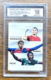 2025 Ronaldo/yamal/pele Leaf Triple Exclusive Legends Gem Mint 10 Trading Card