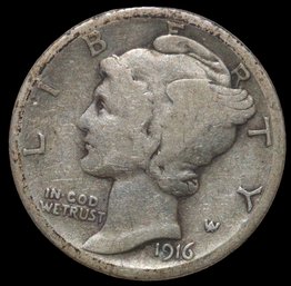 90% Silver Mercury Dime 1916-S