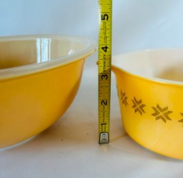 Pair Of Pyrex Casserole/Bowls - One WithTown & Country Cross Stitch Pattern
