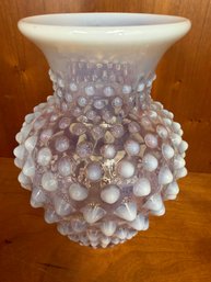 Vintage Fenton Moonstone Opalescent Hobnail Vase