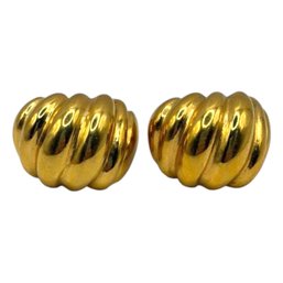 (A2) NAPIER Gold Tone Scalloped Half Hoop Earrings