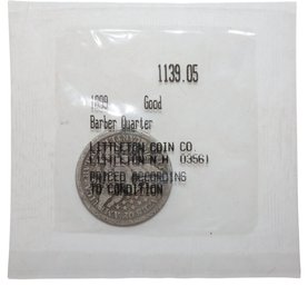 90% Silver 1899 Barber Quarter In Original Littleton Sealed Packaging