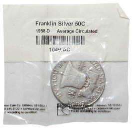 90% Silver 1958-D Franklin Silver Half Dollar In Original Littleton Sealed Packaging