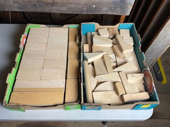 Vintage Box Lot Toy Wood Blocks