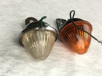 2 Vintage Grote 45022 Motorcycle Beehive-style Red & Clear White Side Marker Lights