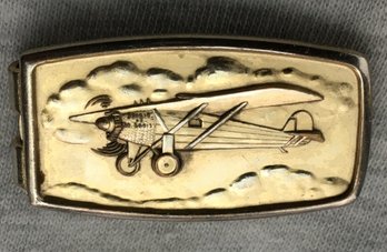 Vintage 1959 Anson Gold-Plated Money Clip / Necktie Clasp Lindbergh Spirit Of St. Louis Airplane Design