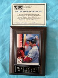 Mark McGuire Home Run #62 Trading Card Plaque With COA