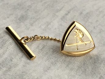 Vintage Ski Skiing, Downhill Skier Tie Tack / Pin - Gold Filled
