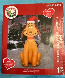 Grinch Gemmy Airblown Inflatable Max The Dog Wearing Santa Hat