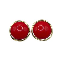 (A40) Retro Red Lucite Clip On Earrings