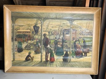 Isabelle Kleinhans Oil On Canvas, Folk Art Americana Artist, AS IS