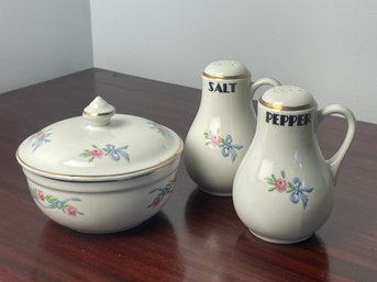 Hall USA Pottery Wildfire 3 Pc Stove Set, Grease Drip Jar & Salt Pepper Shakers