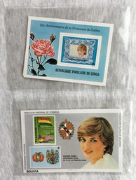Lot 3 Of 2 England Princess Lady Diana Commemorative Stamps, Unused W/ Certificate Of Authenticity