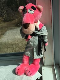 Vintage 16' Inch Pink Panther Lounging Stuffed Animal Doll / Toy Plush Figure