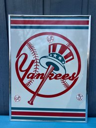 Vintage Red White And Blue New York Yankees Framed Poster